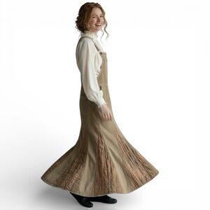 Handmade Pinned Striped Overall  Up Cycled‎ with Quilt into a Earthy Boho Dress